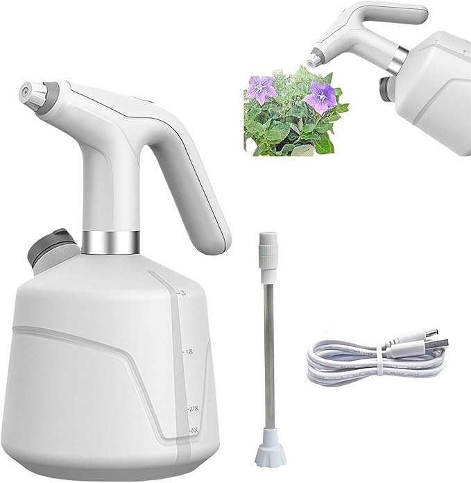 Electric Spray Bottle Plant Mister for Indoor Outdoor Plants,2L Automatic Watering Can USB Rechargeable Sprayer with Adjustable Spout,Portable Garden and Plant Sprayer for Fertilizing Cleaning(A)