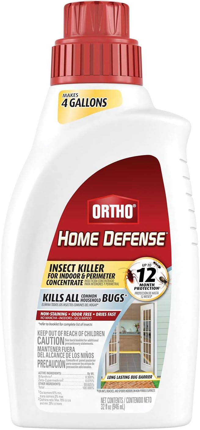 Ortho Home Defense Insect Killer for Indoor and Perimeter Concentrate - Kills Ants, Cockroaches and Spiders, 32 fl. oz.