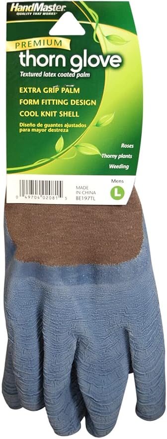 MAGID Bella Menâ€™s Gardening Glove with Blue Latex Crinkle Palm, 144 Pairs, Size 9/Large, BE197T