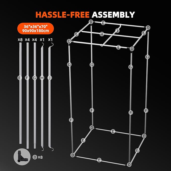 Spider Farmer 3x3 Grow Tent 2025 New, 36"x36"x72", with Hook for Controller and Power Strip, Enlarged View Window, 1680D Thicken Mylar Canvas for Indoor Hydroponic Growing for SF2000Pro, SE3000, G3000