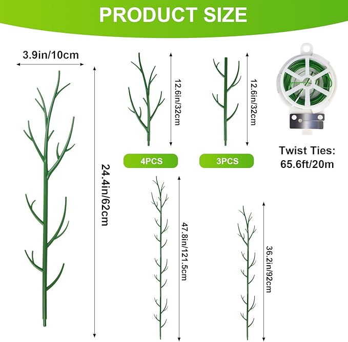 7 Pack Monstera Plant Support - 24.4" Plant Support Stakes for Indoor Plants Sticks Support Tall Indoor Plant Stakes with Twist Ties Stackable Plant Stem Support for Monstera Plants