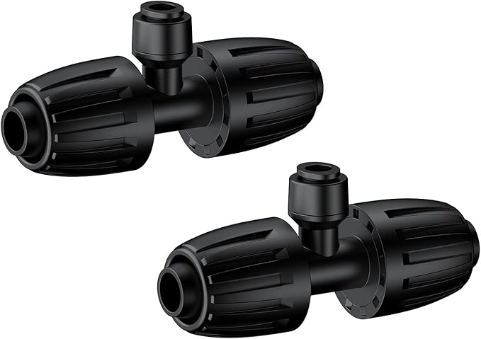 Pawfly 12 Pcs 1/2'' to 1/4'' Barbed Tee Quick Connectors, Drip Irrigation Tee Connectors with Anti-Drop Locked Nuts, Push-to-Fit Drip Irrigation Fittings Parts for Garden Lawn, 3-Way Reducing Tees