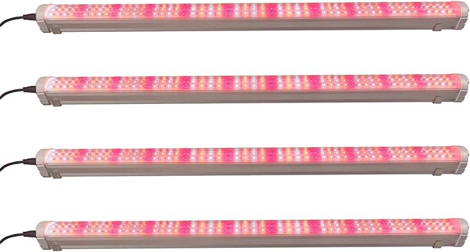 RDJ Bouns 150W Under Canopy LED Grow Light Bars with Far Red, 4-Pack 48 Inch Dimmable, 100-277 Volt 2.7-3.0 umol/J, 8 Adjustable Brackets, 1 Power Cord and 4 Extension Cables, IP65 Waterproof