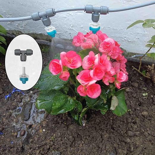 Drip Irrigation System with Water Timer Plug-in Quick Connection Drip Irrigation Kit 5/16“ID and 1/4 Inch Pipe Auto Watering System for Garden Spray, for Greenhouse, Garden, Lawn, Potted Plants
