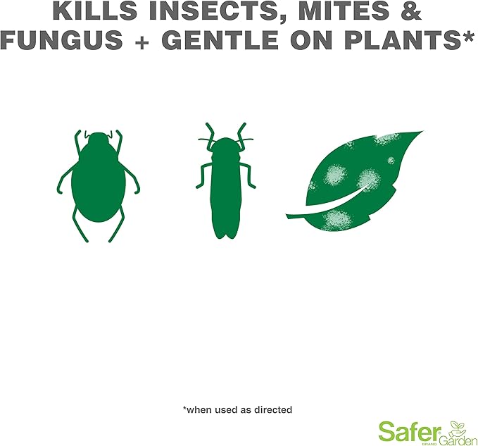 Safer Garden 3-in-1 Ready-to-Use Fungicide, Miticide, and Insecticide Spray, 24 oz Spray - Kills Insects & Mites - Controls & Prevents Fungal Diseases - SG5452 - OMRI Listed for Organic Gardening