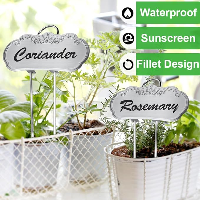 Metal Plant Labels, Tall Plant Labels, Garden Labels Outdoors for Flower, Fruit and Vegetable, Stainless Steel, Weatherproof (25 Pack, 4'' x 1.9'', Silver)