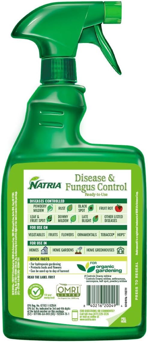 NATRIA Disease & Fungus Control, Ready-to-Use, 24 oz, Liquid Copper Fungicide, Copper Fungicide Spray for Plants