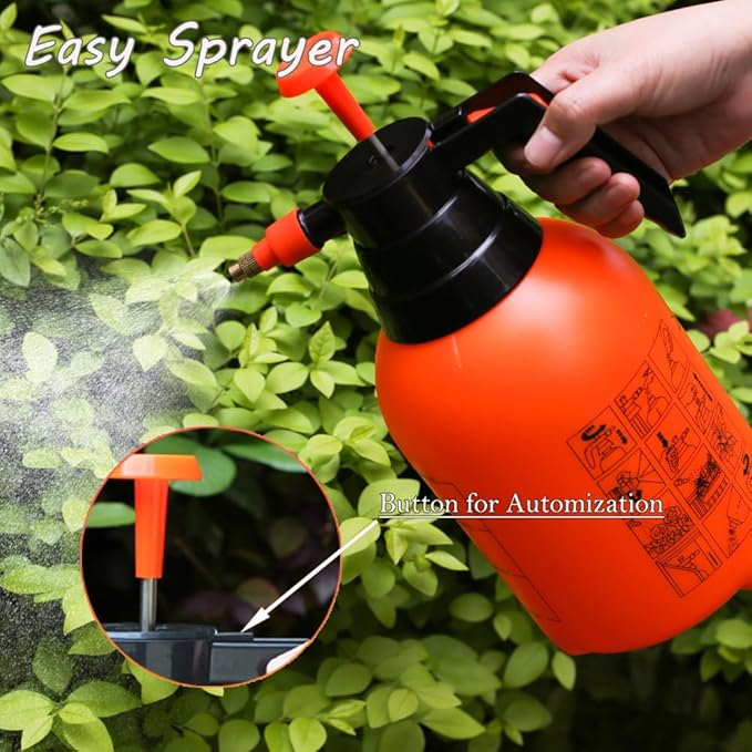 2L/0.5Gal Handheld Pressure Sprayer, Portable Pump Watering Can with Adjustable Nozzle, Garden Sprayer for Indoor Plants, Outdoor Lawn, Gardening Tools for Watering, Mist Spraying, Weed Control
