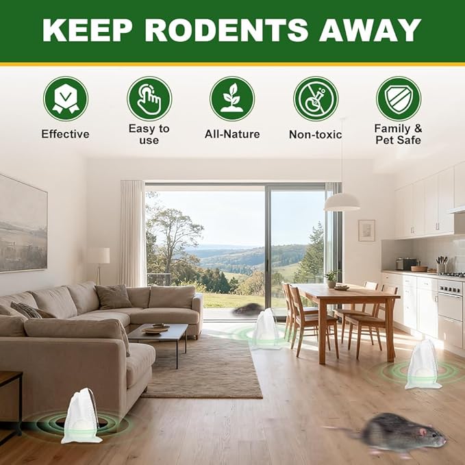 Mouse Rodent Repellent-Peppermint Oil Insect Repellent Balls Repels Rats, Squirrels & Spiders, Ants, Roach and Rodents,Pest Control for Indoor/Outdoor, Garage, Attic & RVS Protection