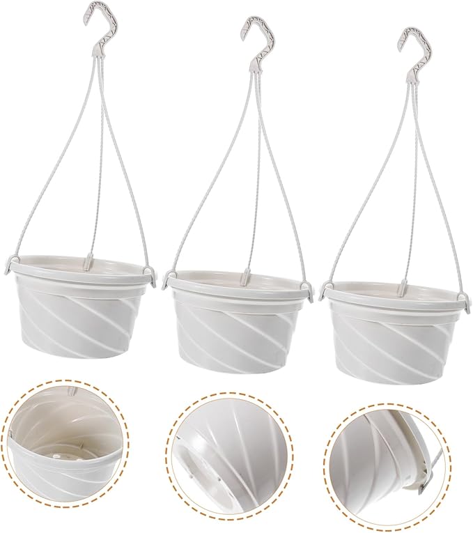 Veemoon Versatile Hanging Pots 3pcs Plastic Chlorophytum Planter Simple Design for Balcony Ceiling or Table for Air Plants Chlorophytum and Home Decor