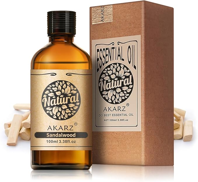 AKARZ 100ml Sandalwood Essential Oil Natural Sandalwood Oil Pure for Candle Making,DIY Skincare Products Massage,Home Spa Relaxation