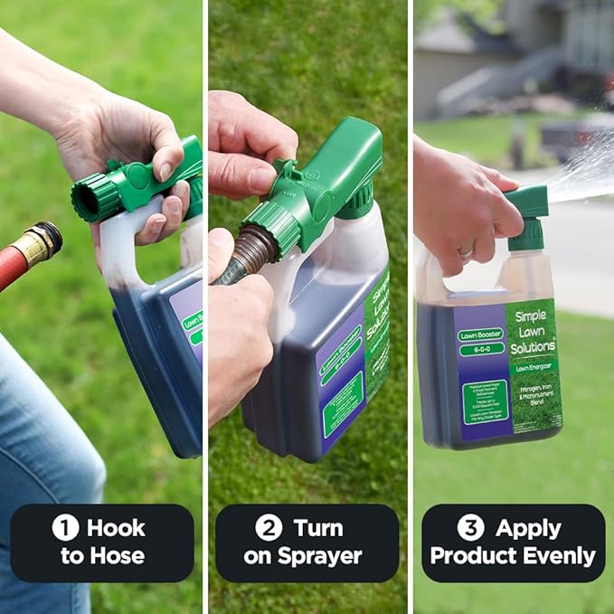 Simple Lawn Solutions Seeding Bundle - Growth Booster Lawn Fertilizer, Root Hume Humic Acid, and Lawn Energizer Nitrogen and Iron (32 Ounce)