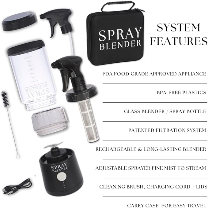 Create Plant-Based Sprays in Minutes with Powerful Electric Blender & Glass Spray Bottle, Perfect for BBQ, Grilling & BPA-Free, Food-Grade
