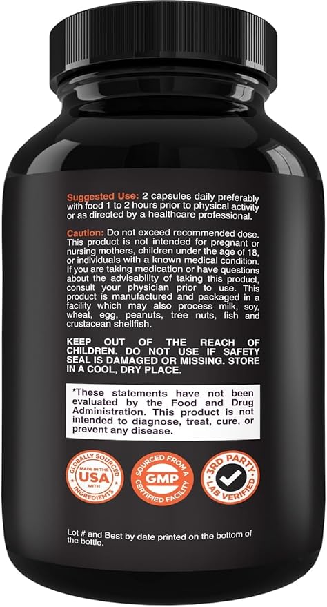 Testosterone Supplement for Men - Testosterone Booster for Men with Horny Goat Weed, Maca Root, Tongkat Ali & Tribulus Terrestris - Energy Support, Performance Enhancer, Muscles Building - 60 Count