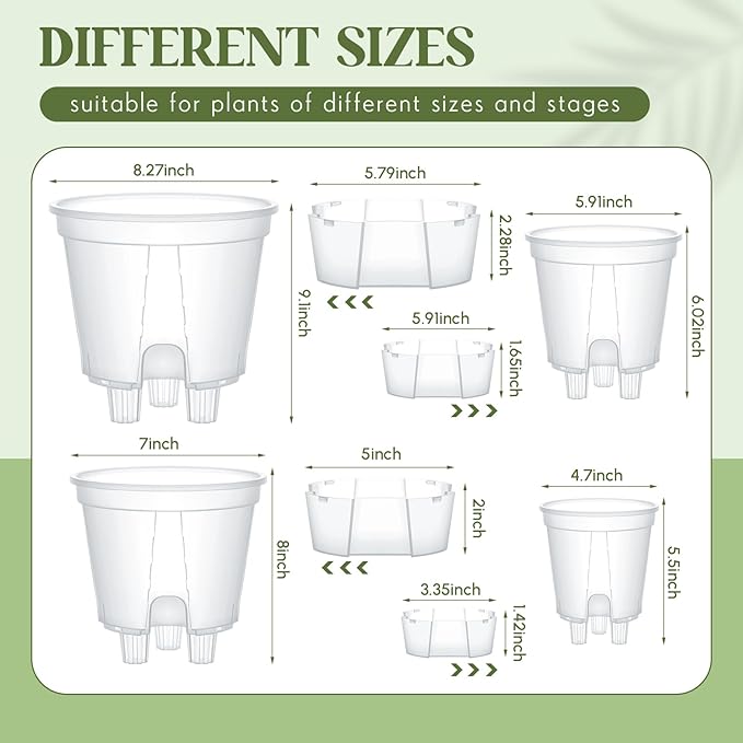 Wonderjune Self Watering Pots for Indoor Plants with Deep Reservoir and High Drainage Holes for Outdoor Plants and Flowers, Bare Root Planter(4.72''/5.91''/7.09''/8.27'',Clear,4 Pcs)