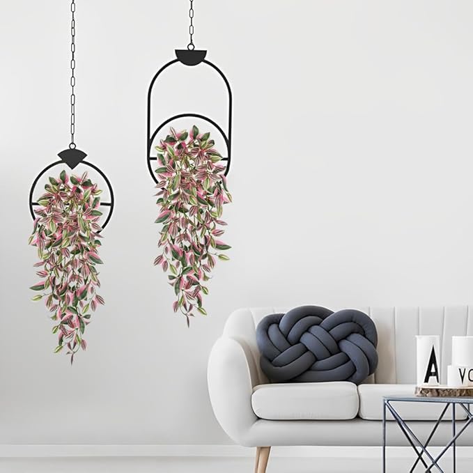 DILATATA Fake Hanging Plants Artificial Hanging Plants 181 Leaves Faux Wandering Jew Hanging Leaves Plant for Wall Shelf Home Indoor Outdoor Decor - 5 Pack