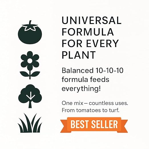 𝐁𝐄𝐒𝐓𝐒𝐄𝐋𝐋𝐄𝐑 10-10-10 Plant Fertilizer Slow Release | 10 10 10 All Purpose Fertilizer for Fruit Trees, Evergreens, Vegetables, Arborvitae, Fig Trees, Shrubs, Pines, Oaks, Flowers [20 Quarts]