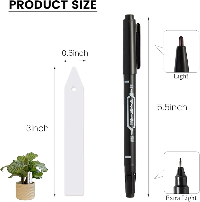 Plant Labels, 3-Inch Plant Markers,100Pcs Plant Tags, Plant Labels for Seedlings, Garden Labels with Pen for Identifying Seedlings, Flowers and Vegetables, White, Waterproof