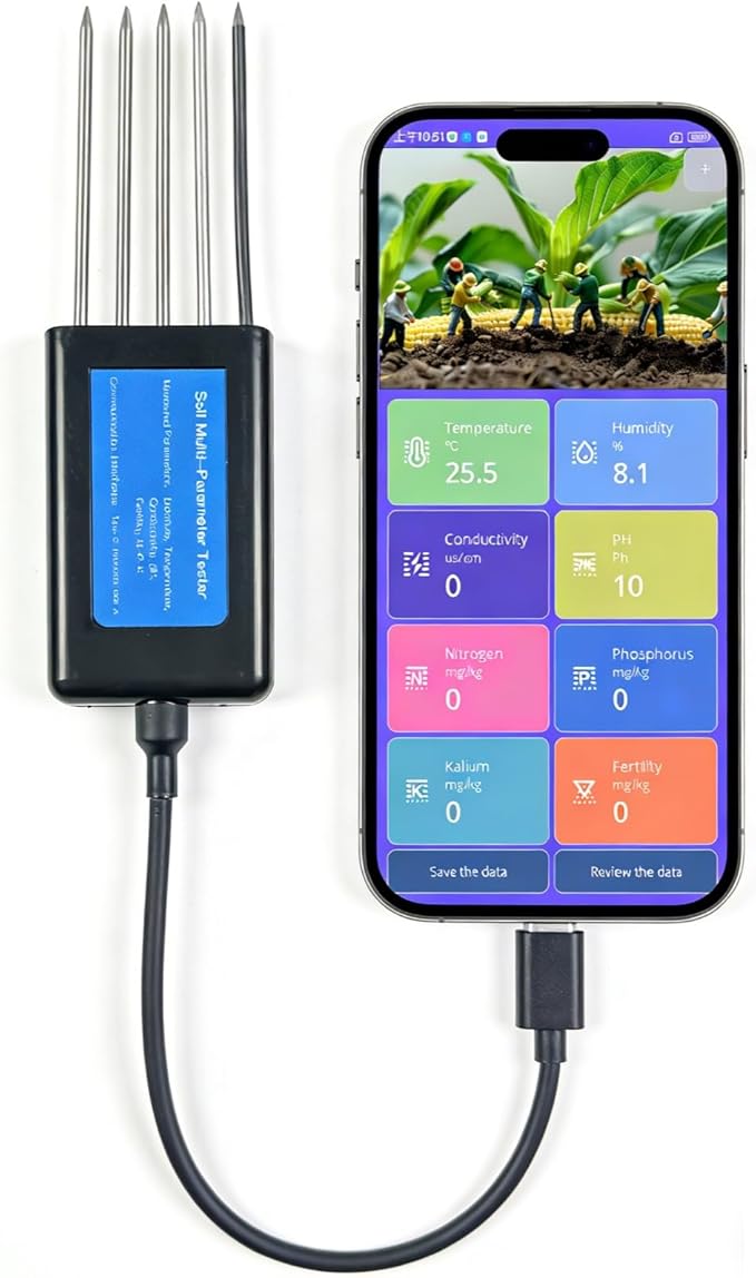 8 in 1 Soil Tester, Nitrogen, Phosphorus, Potassium Npk Tester, Ph, Moisture, Nutrient Conductivity, Ec Meter,High Accuracy Digital Sensitive,Soil Fertility Test
