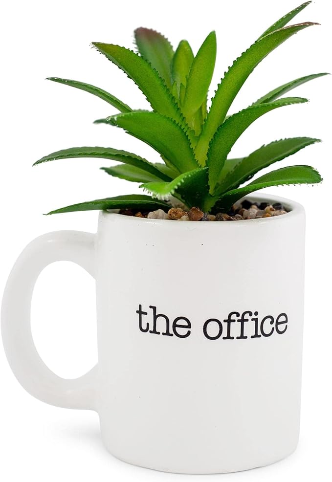 Silver Buffalo The Office World's Best Boss Decorative Artificial Faux Greenery Plant in Ceramic