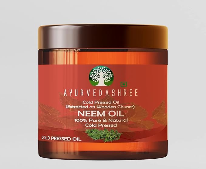AYURVEDASHREE Cold Pressed Neem Oil 100 ML, 3.38 fl oz. | Extracted on Wooden Churner with Traditional Method to Sustain maximum nutrition, Cold-Pressed, 100% Pure & Natural