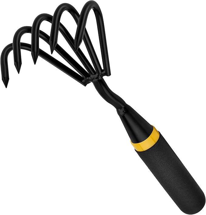 Kemaier Stainless Steel Hand Cultivator - Garden Rake: Great for Heavy - Duty Soil Loosening, Planting and Weed Removal
