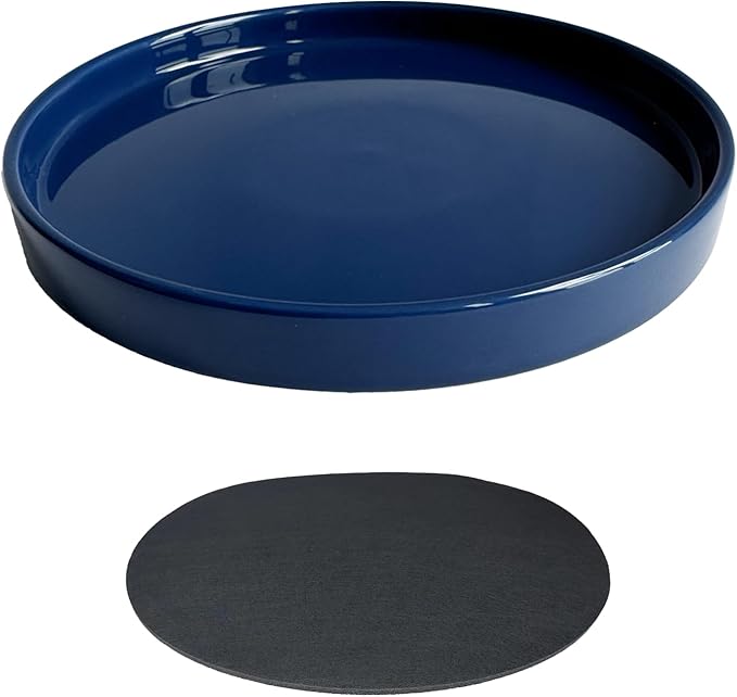 Yukfona Ceramic Plant Saucer Pot Tray 12 Inch, Planter Saucers 4 5 6 7 8 9 10 11 12 Inch for Indoors Outdoor, Durable Sturdy Flower Drainage Tray for Glazed Pots Base (12.5 Inch-Blue)
