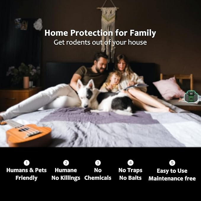 Rodent Repellent Ultrasonic Plug-in Indoor Mouse & Rat Deterrent with 3 Modes and LED Strobe Lights, Pest Control for Attic, Basement, Garage (Green)
