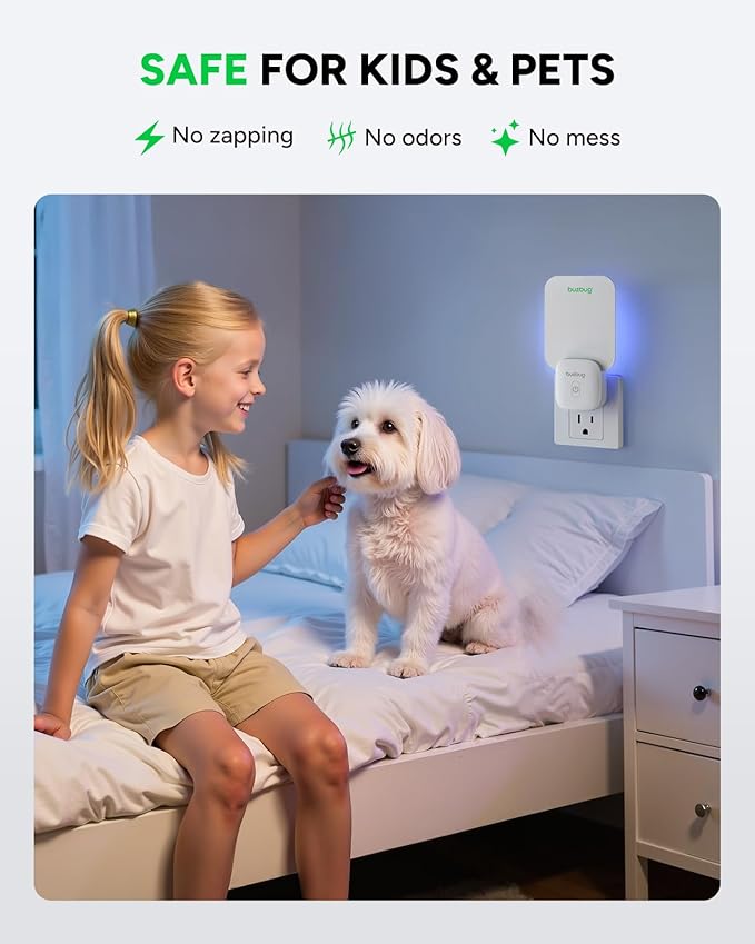 Buzbug Fly Trap Indoor, Plug-in Flying Insect Trap, Fruit Fly Traps for Indoors, Plug in Bug Trap, Gnat Trap for House Indoor, Bug Catcher for Gnat Moth Mosquito, 1 Device + 10 Refills Glue Cards