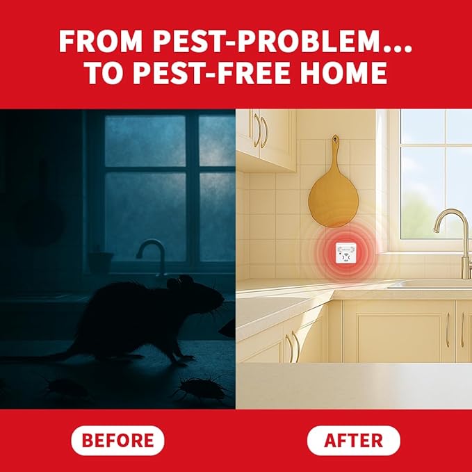 Riddex Sonic Plus Ultrasonic Pest Repeller, Plugs in with extra Outlets Indoor Use - Insect Repellent - Bug Repellents for Home Defense - Protect Against Rodents & Insects, Chemical Free(6 Pack White)