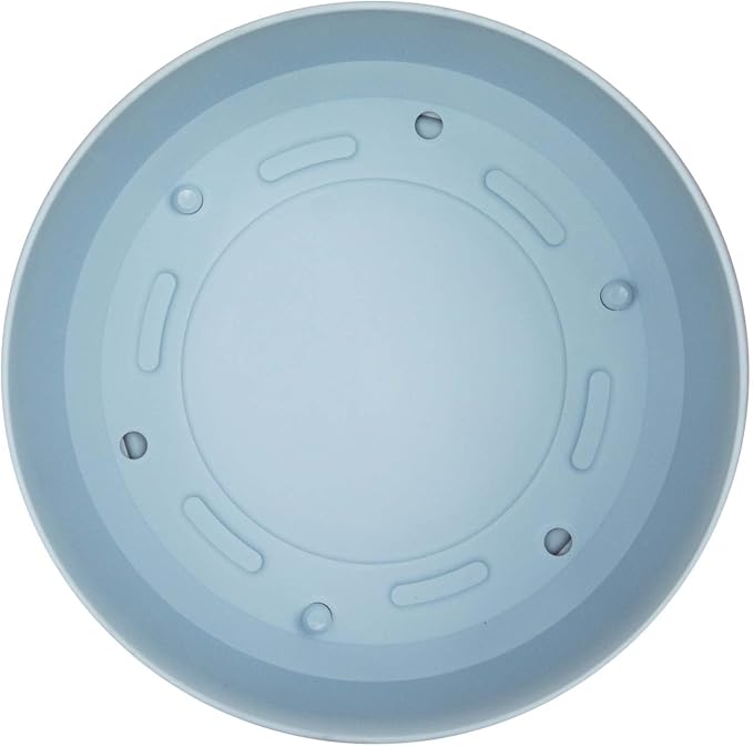 Bloem Mathers 8" Misty Blue Round Modern Resin Garden Planter Pot with Drainage Holes and Removable Saucer Tray Included