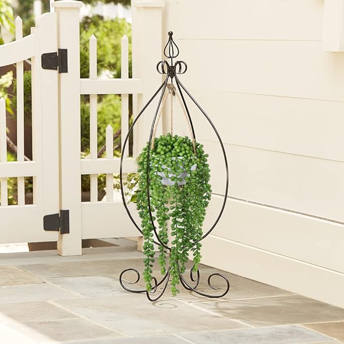 plants Fake Hanging with Pot, 14'' Faux String of Pearls Succulent Greenery Artificial Hanging for Indoor Home Office Farmhouse Bathroom Wall Shelf Decor - Green