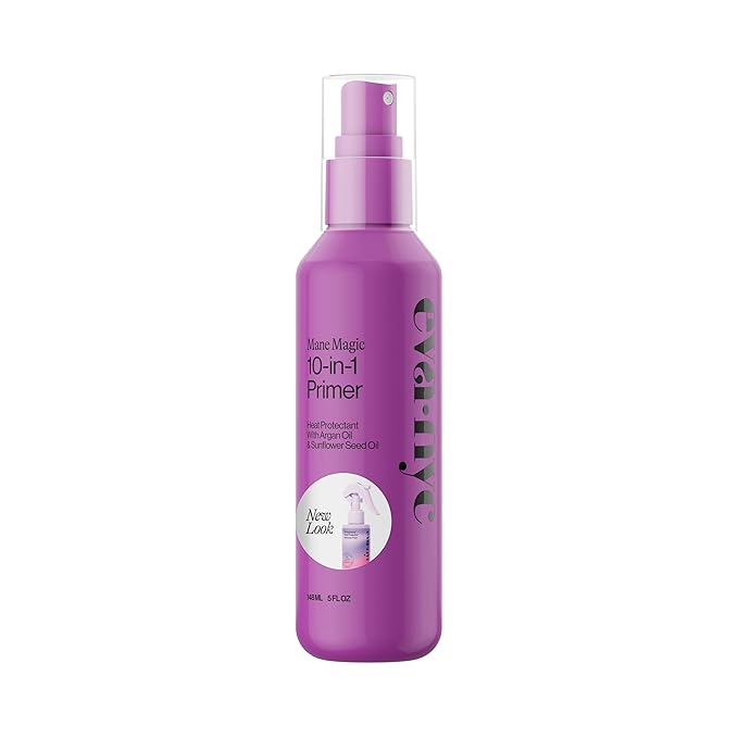 Eva NYC Mane Magic 10-in-1 Heat Protectant - Anti-Frizz Heat Protection Spray - Sunflower + Argan Oil - Blow Dry Spray + Detangler for Medium + Thick Hair - 10-in-1 Hair Primer - Vanilla Scent - 5floz