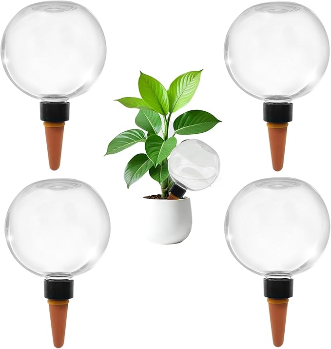4pcs Self Plant Watering Globes for Indoor and Outdoor Plants Plastic Automatic Plant Watering Bulbs Insert 17.5 oz with Slow Release Control Water Dripper for Plants (Clear)