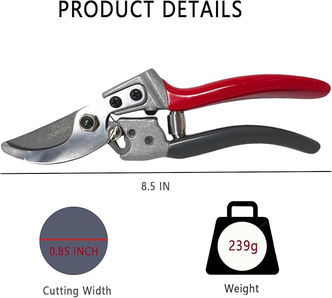 Pruning Shears for Gardening - 8.5" Professional SK5 Steel Bypass Garden Shears, Sharp Heavy Duty Hand Pruners, Handheld Clippers Tools for Garden Care