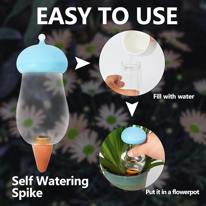 Self Watering Planter Insert - Plastic Plant Watering Globes, Large Volume Self Watering Globes, Durable Terracotta Watering Stakes Plant Waterer for Holiday Vacation