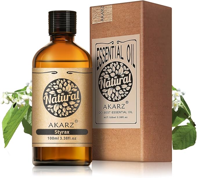 AKARZ 100ml Styrax Essential Oil Natural Styrax Oil Pure for Candle Making,DIY Skincare Products Massage,Home Spa Relaxation