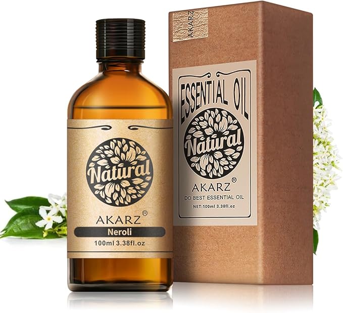 AKARZ 100ml Neroli Essential Oil Natural Neroli Oil Pure for Candle Making,DIY Skincare Products Massage,Home Spa Relaxation
