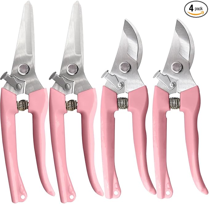Garden Scissor for Plant, 4 Pcs Floral Scissors, Tip Pruning Shears Bulk for Cutting Flowers, Bonsai, Fruits and Trimming Plants(Pink)