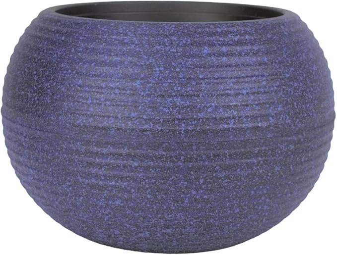 The HC Companies 8 Inch Atlas Sphere Planter - Lightweight Decorative Round Indoor Outdoor Plastic Plant Pot for Herbs and Flowers, Blue