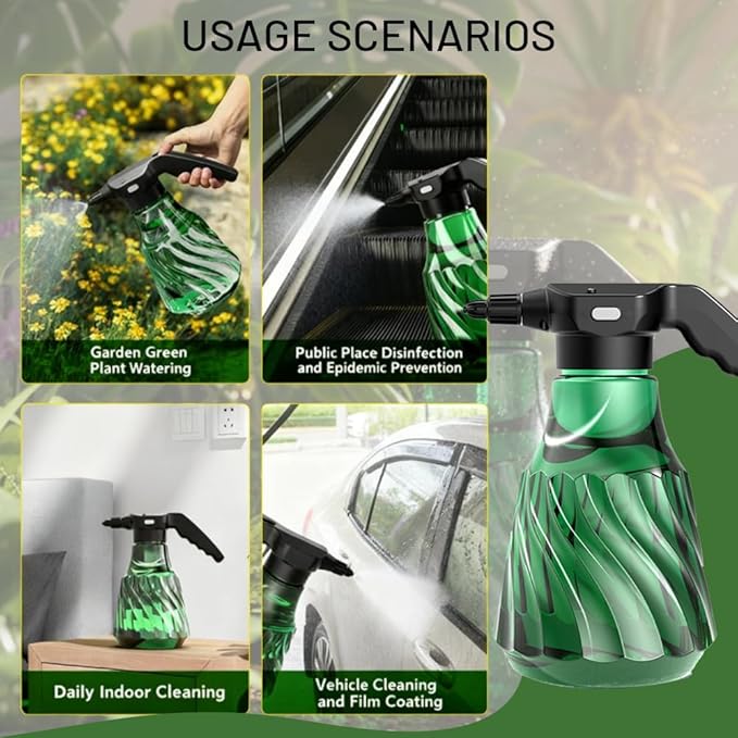 Large Capacity Electric Plant Mister, Rechargeable Sprayer for Indoor & Garden, Battery Powered with Adjustable Nozzle, Fine Mist & Continuous Spray