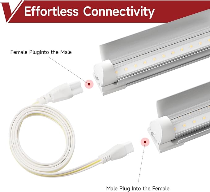 8 Pack LED Grow Light 2FT, 5000K Full Spectrum, 192W(8 x 24W), Linkable Growing Lamp Fixture, T8 Grow Lights for Indoor Plants, Seed Starting, Vegetables