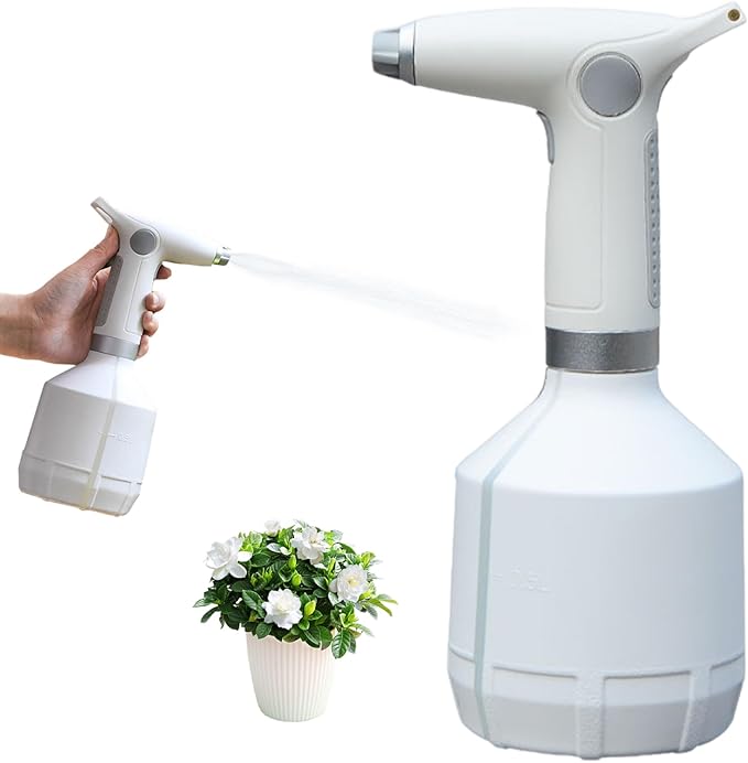 Electric Sprayer, 1000ml Electric Spray Bottle with Adjustable Nozzle, Waterproof Water Sprayer, Rechargeable Plant Mister for Garden Indoor Outdoor, White, Decoración del hogar