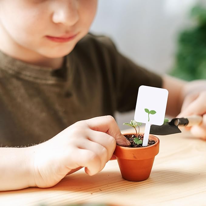 Whaline 24Pcs Acrylic Flower Plant Label Signs 24 Styles Garden Flower Markers Plant Stake Tags White Waterproof Tags with Floral Names for Nursery Indoor Outdoor Garden Decoration
