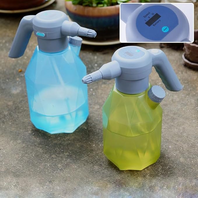 0.5 Gallon Electric Spray Bottle Plant Mister for Indoor/Outdoor Plants, 2L Automatic Watering Can Rechargeable Battery Powered Sprayer with Adjustable Spout for Garden, Fertilizing, Cleaning