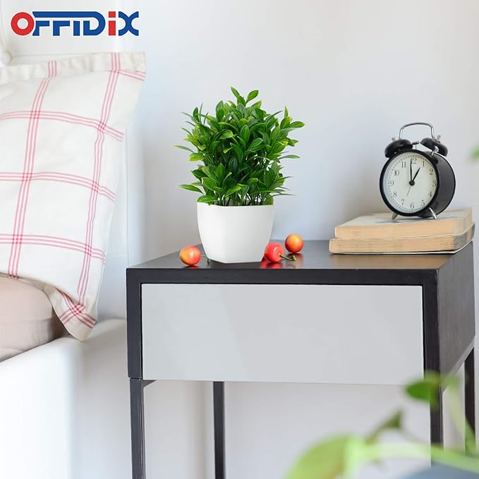 OFFIDIX Artificial Eucalyptus Plants with White Square Vase Small Artificial Tree for Office Desktop Decor Fake Plants for Home and Office Indoor Decorations