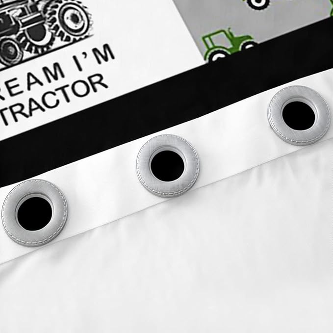 Feelyou Tractor Curtains Cartoon Farm Tractor Blackout Curtain for Kids Boys Girls Truck Car Window Drapes Harvester Excavator Window Treatments Green 42W X 84L，2 Panels