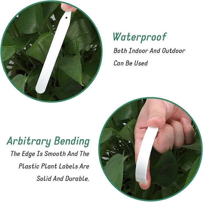 KINGLAKE 100 Pcs 4.7 Inch Thick Plastic Plant Labels - Garden Stakes with Waterproof Plant Identification Tags for Seedling, Vegetable White