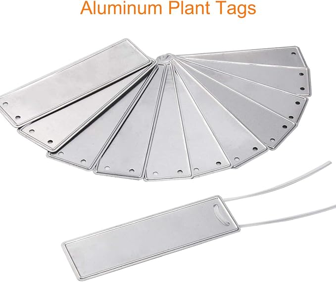 Aluminum Plant Labels, Double Sided Metal Labels, Metal Label Tree ID Tags Durable & Waterproof Pot Label Tag Outdoor Marker for Indoor Outdoor Gardening Nursery (50)