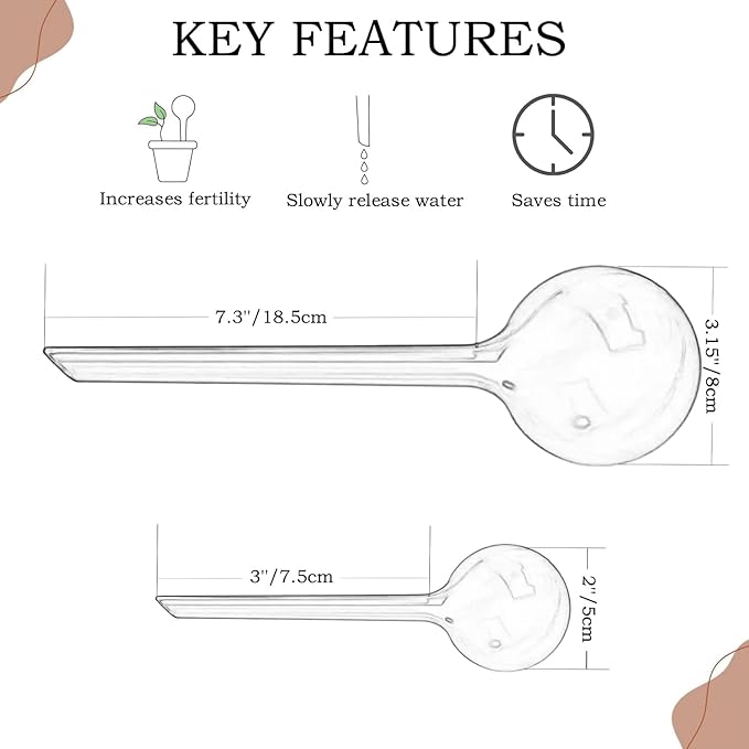 Self Watering Globes for Plants - Automatic Watering Bulbs for Indoor & Outdoor Potted Plants, Vacation Plant Care, Water Conservation Device